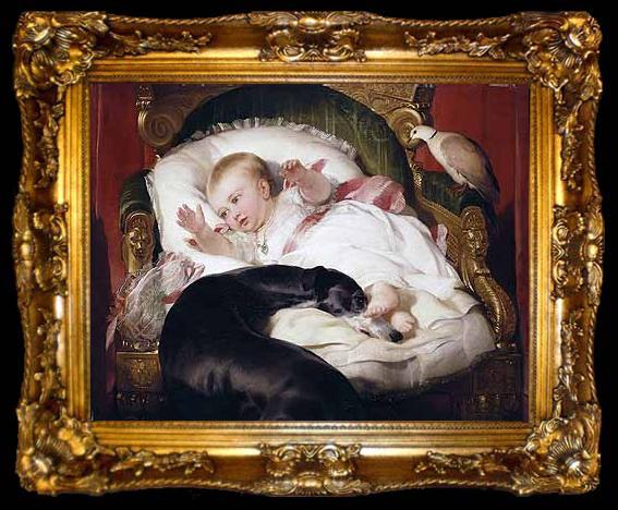 framed  Landseer, Edwin Henry Victoria, Princess Royal, with Eos, ta009-2